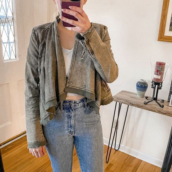 Free People Collapsing Twill Jacket Cotton in Military - Picture 4 of 9